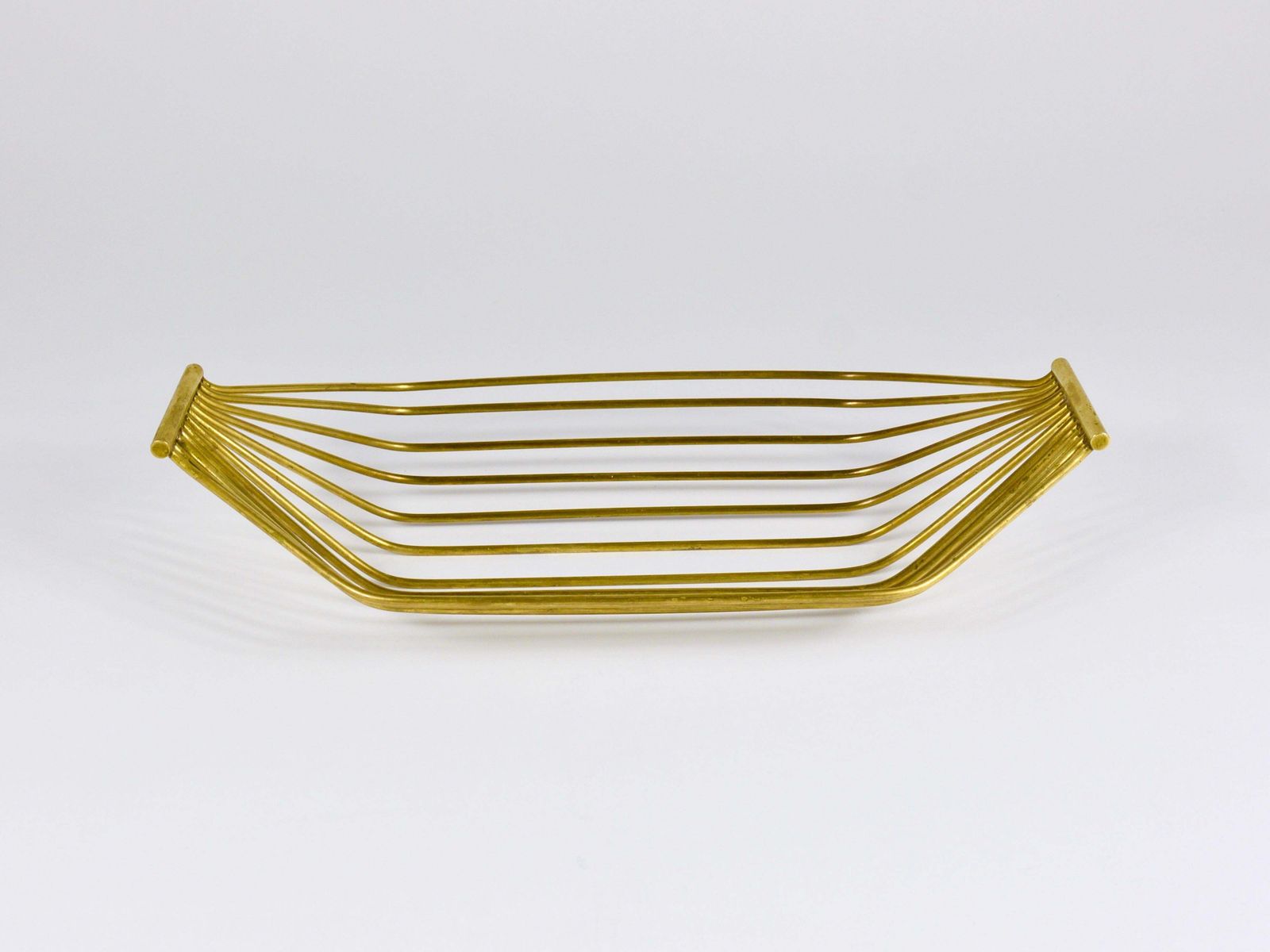 Austrian Mid Century Large Brass Wire Fruit Basket Bowl, Carl Aubock Style, 1950 photo furniture