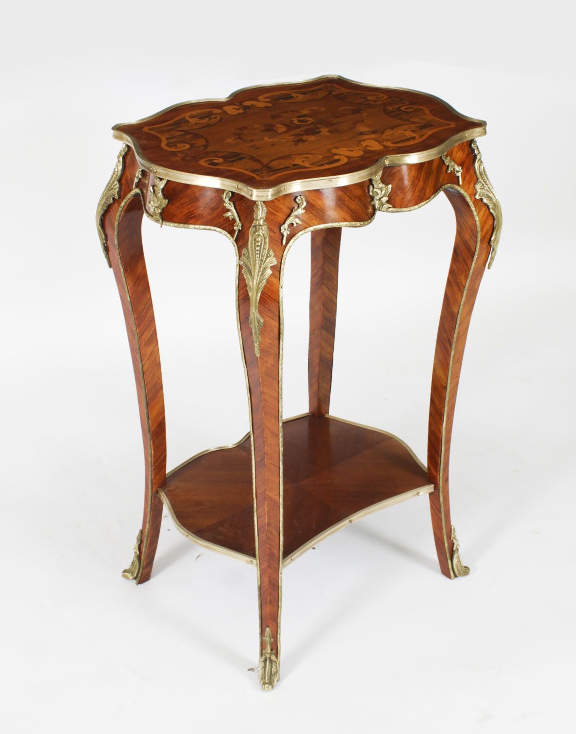 Antique French Louis Revival  Marqutry Ormolu Occasional Table C.1850 photo vintage