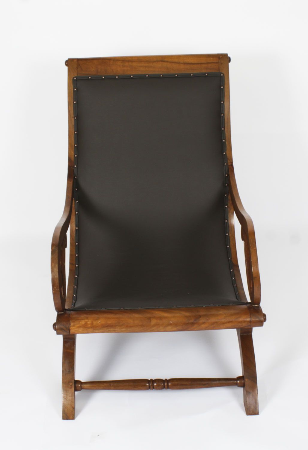 Anglo Indian Leather Teak Plantation Chair 19th Century photo furniture