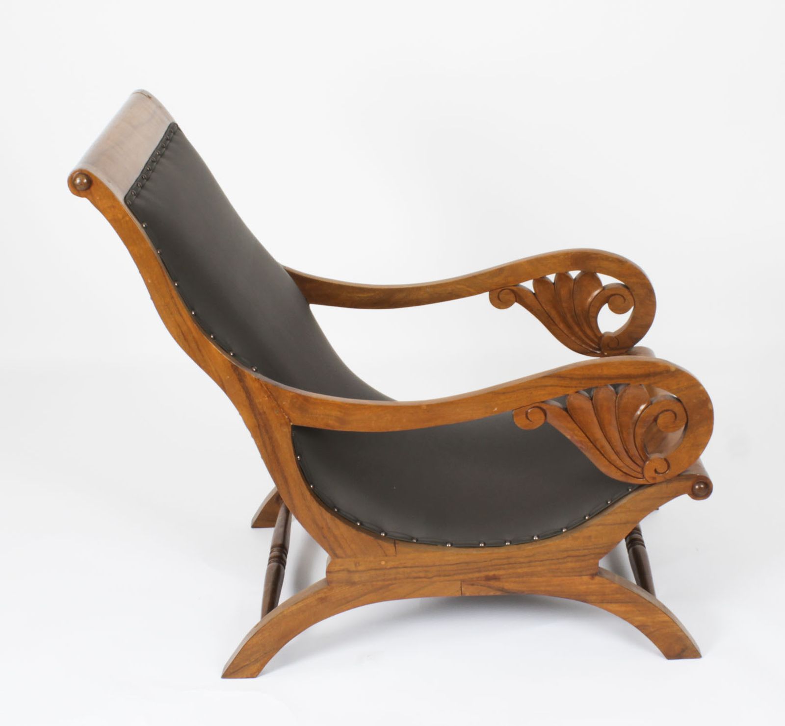 photo for sale Anglo Indian Leather Teak Plantation Chair 19th Century