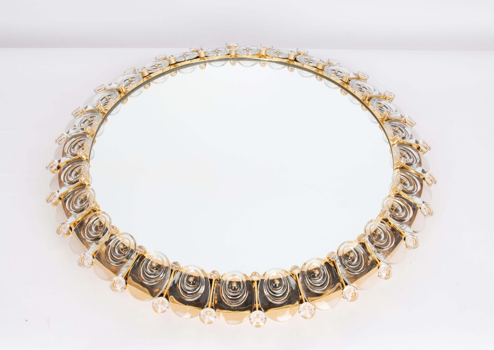 Spectacular Largebacklit Mirror Gilded Brass And Crystal Glass By Palwa, Germany photo furniture