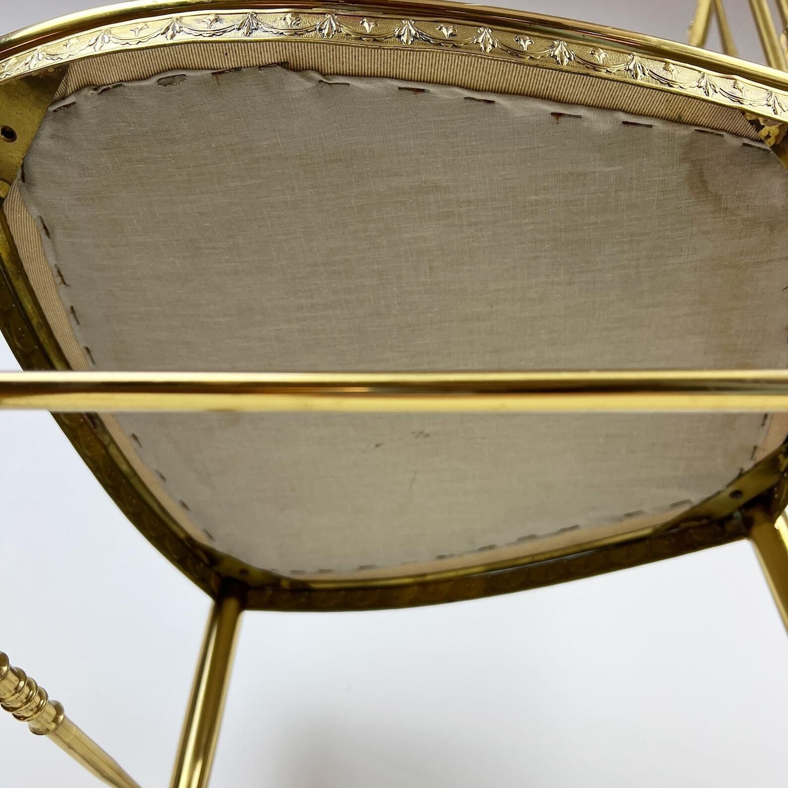 Vintage Chiavari Chair With Tapestry Seat, Brass Accent Chair photo vintage