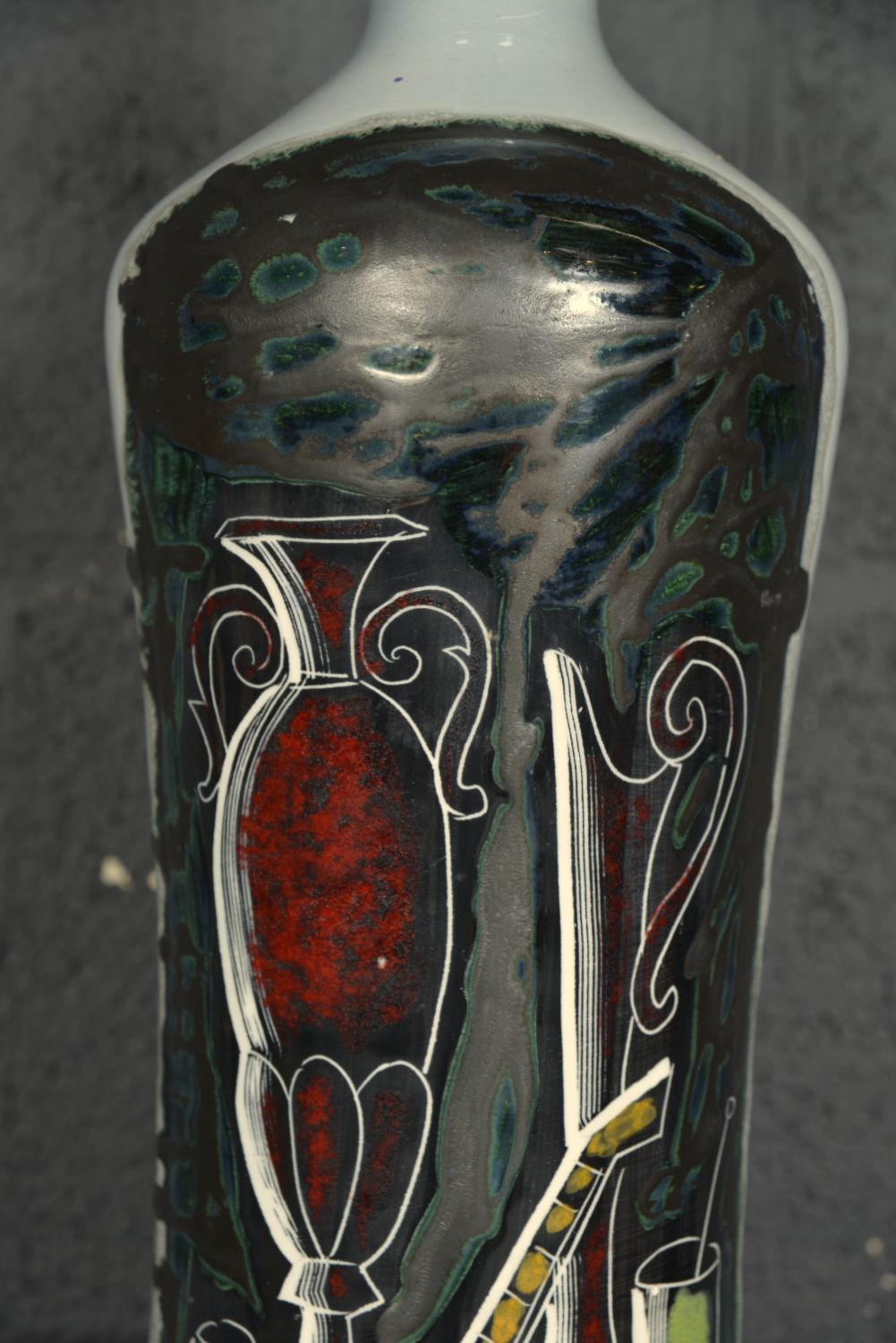 1960s Italian Sgraffito Pottery Table Lamp Augusto Giulianelli San Marino Midcentury photo vintage