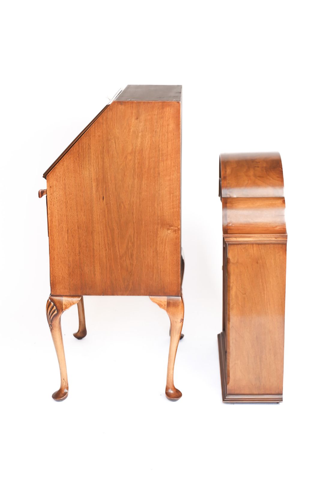 Queen Anne Style Burr Walnut Bureau Bookcase Circa 1920s photo 1250.0