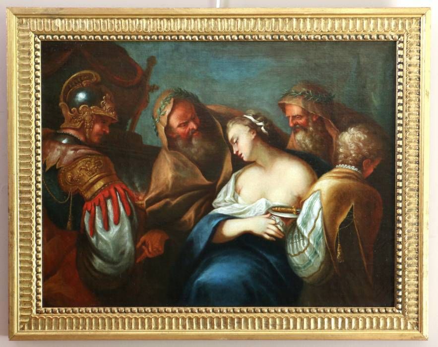 17th Century Venetian School. The Death Of Lucretia In Front Of Her Family photo vinterior