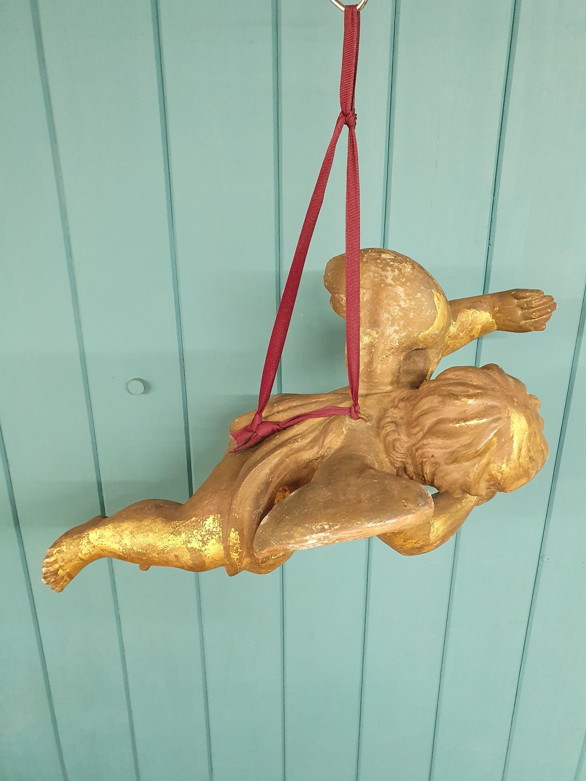 Late 19th Century Wooden Gilt Cherub 19" photo buy