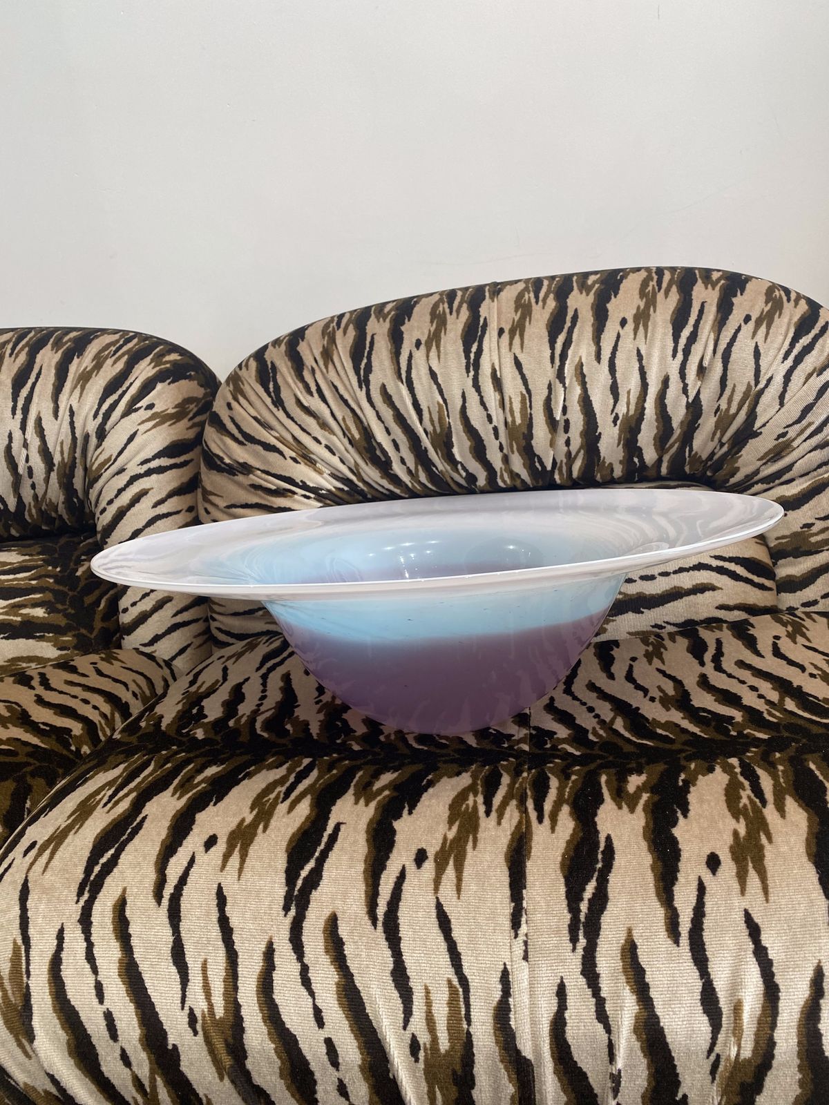 Handmade Swirl Murano Glass Ceiling Lamp Pastel Purple Italian Brass 1980s 1970s photo 2250.0