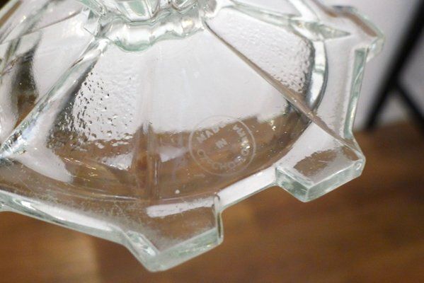 Large Czech Art Deco Vase In Molded Pressed Glass, 1930s photo buy