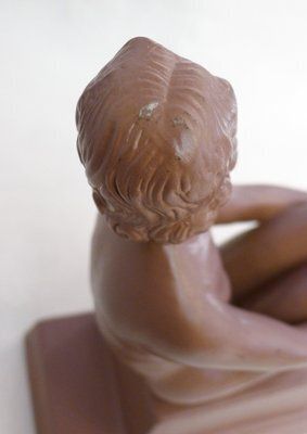 Art Deco Terracotta Sculpture Of A Nude Bathing Woman, 1920s photo for sale