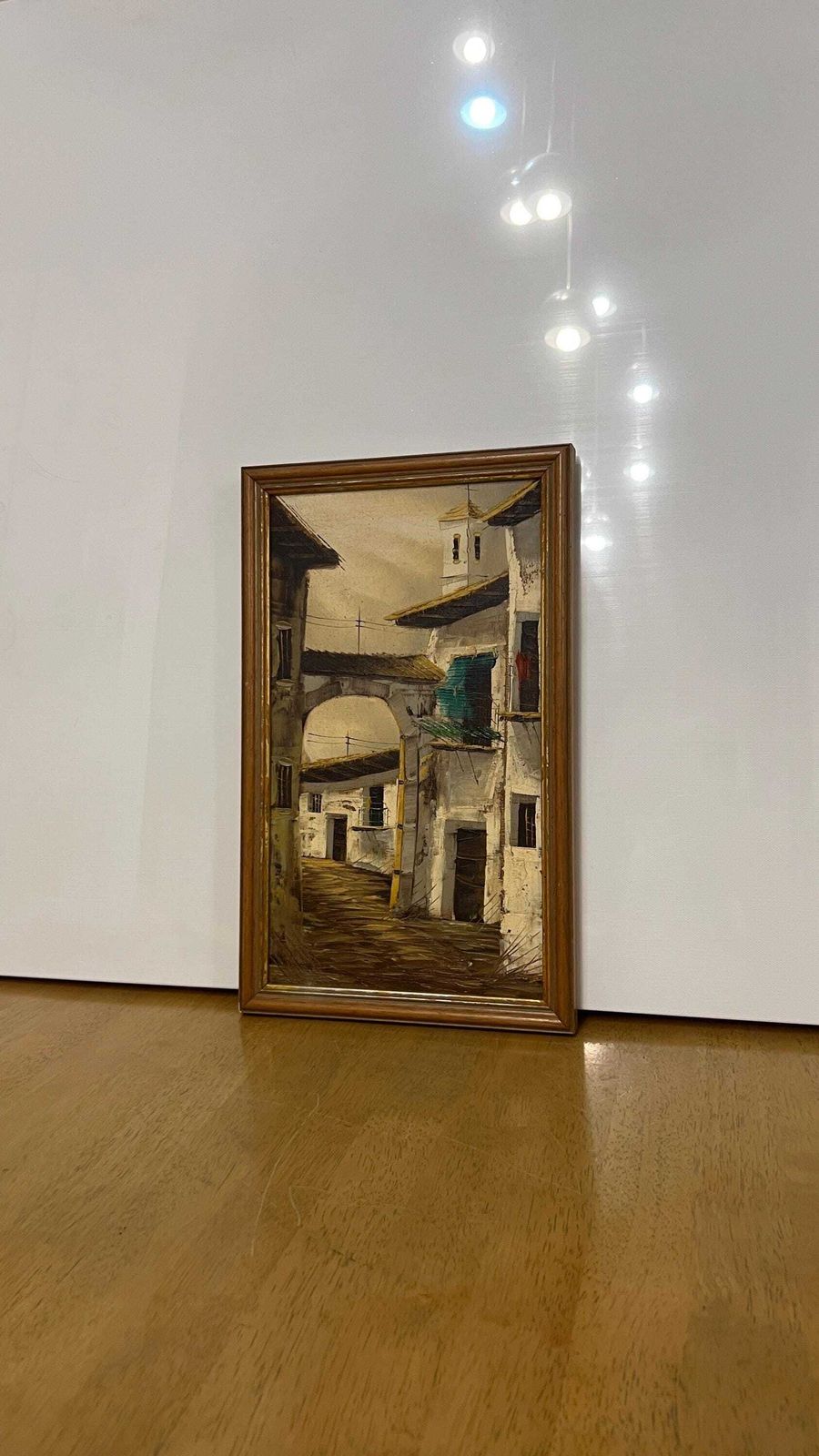 photo for sale Mid Century Oil On Canvas Painting – European Village Scene