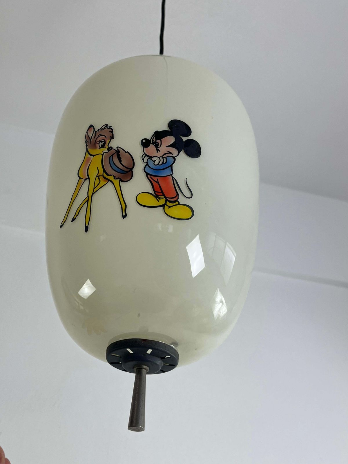 Disney Pendant Lamp By Doria Leuchten Germany Decorated Opaline Glass, 1960s photo furniture