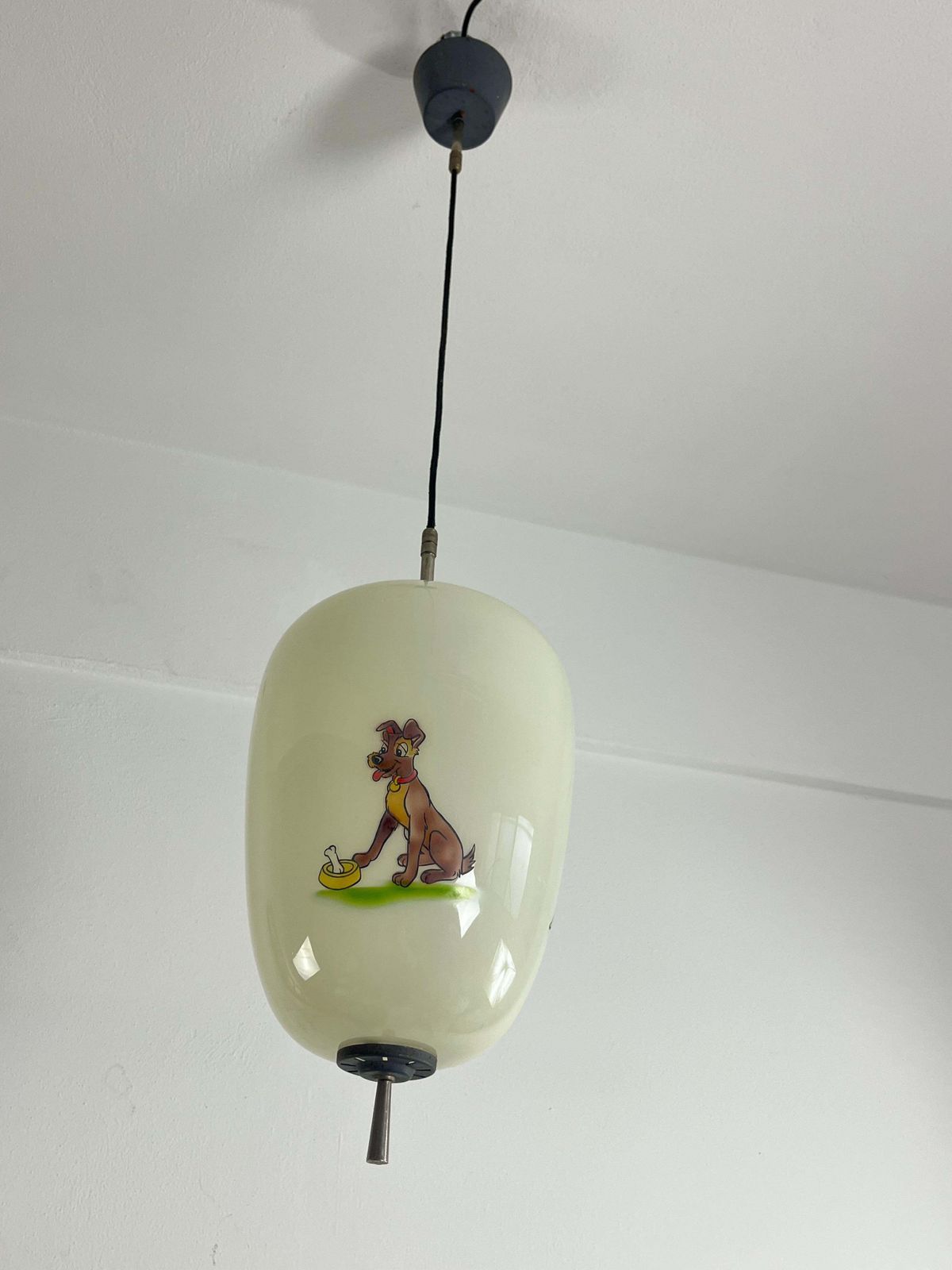 photo furniture Disney Pendant Lamp By Doria Leuchten Germany Decorated Opaline Glass, 1960s