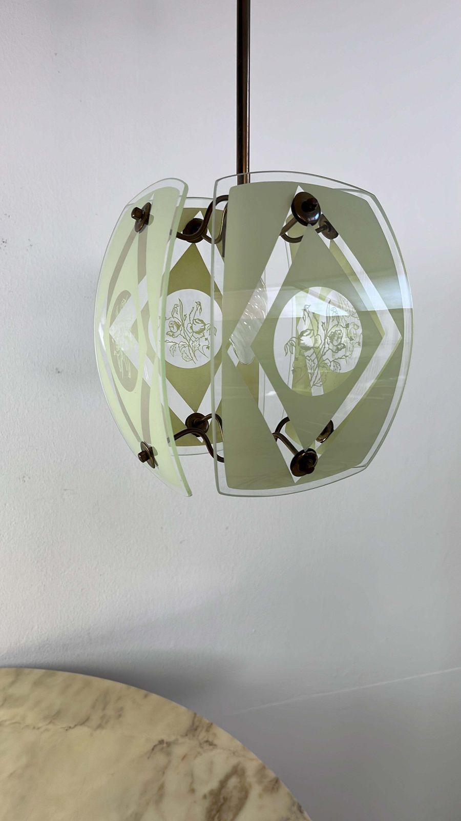 Chandelier In Murano Glass And Brass, In The Style Of Pietro Chiesa, 1950s photo furniture