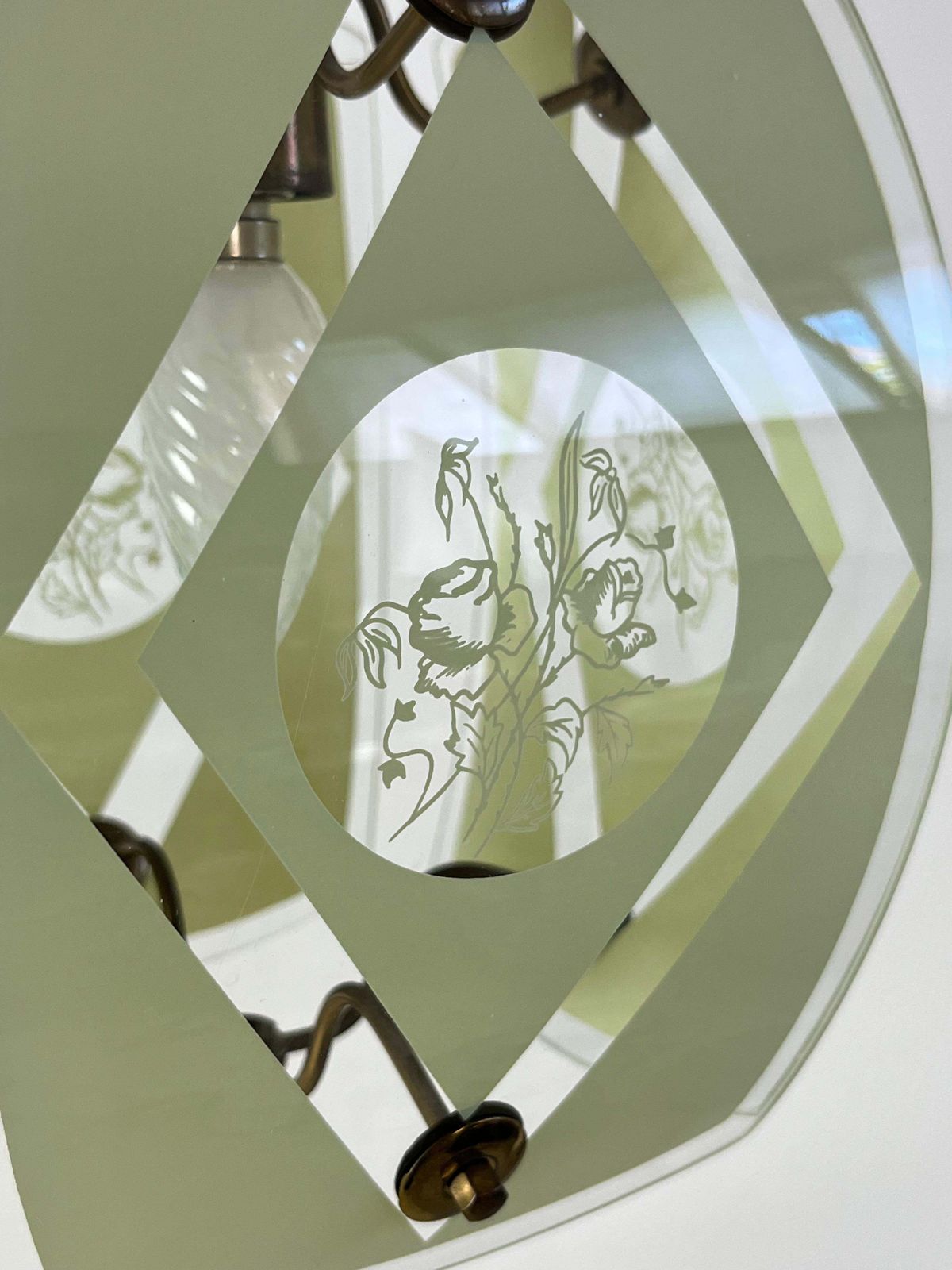Chandelier In Murano Glass And Brass, In The Style Of Pietro Chiesa, 1950s photo for sale