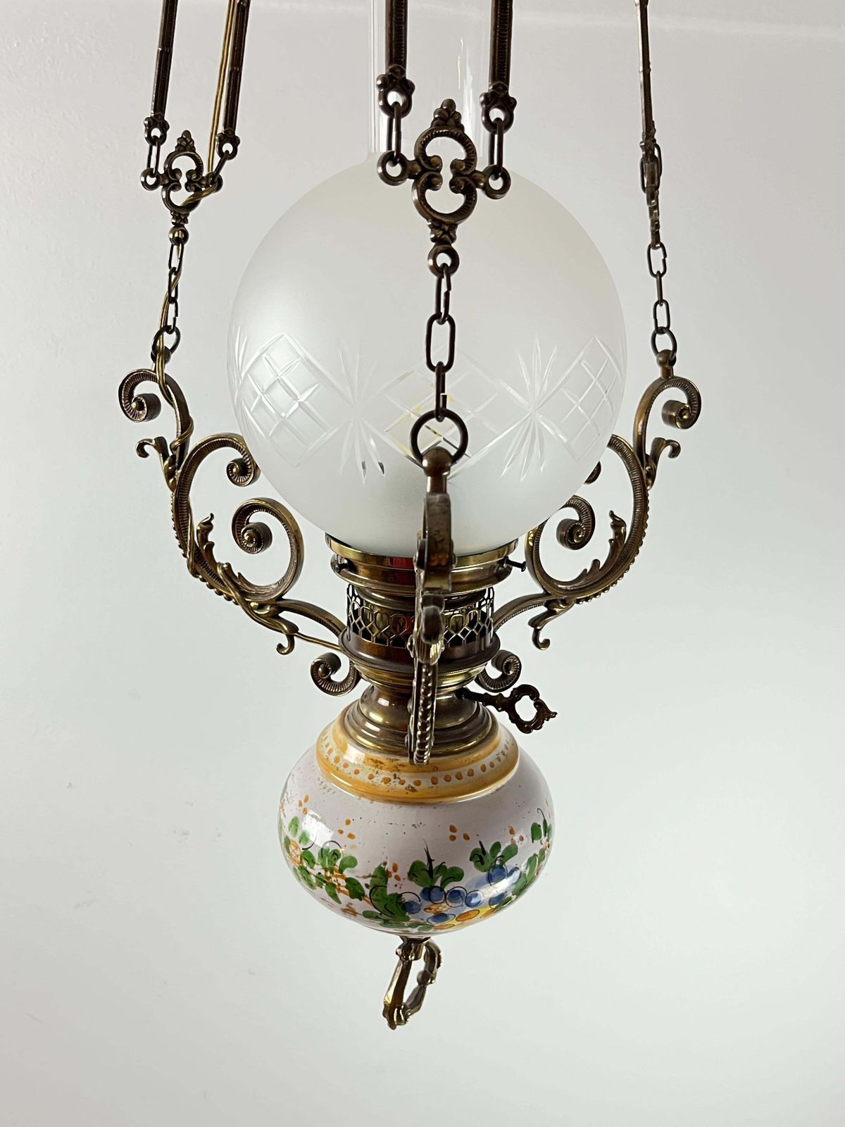 Bronze, Ceramic And Glass Chandelier, Italy, 1950s photo 1178.0