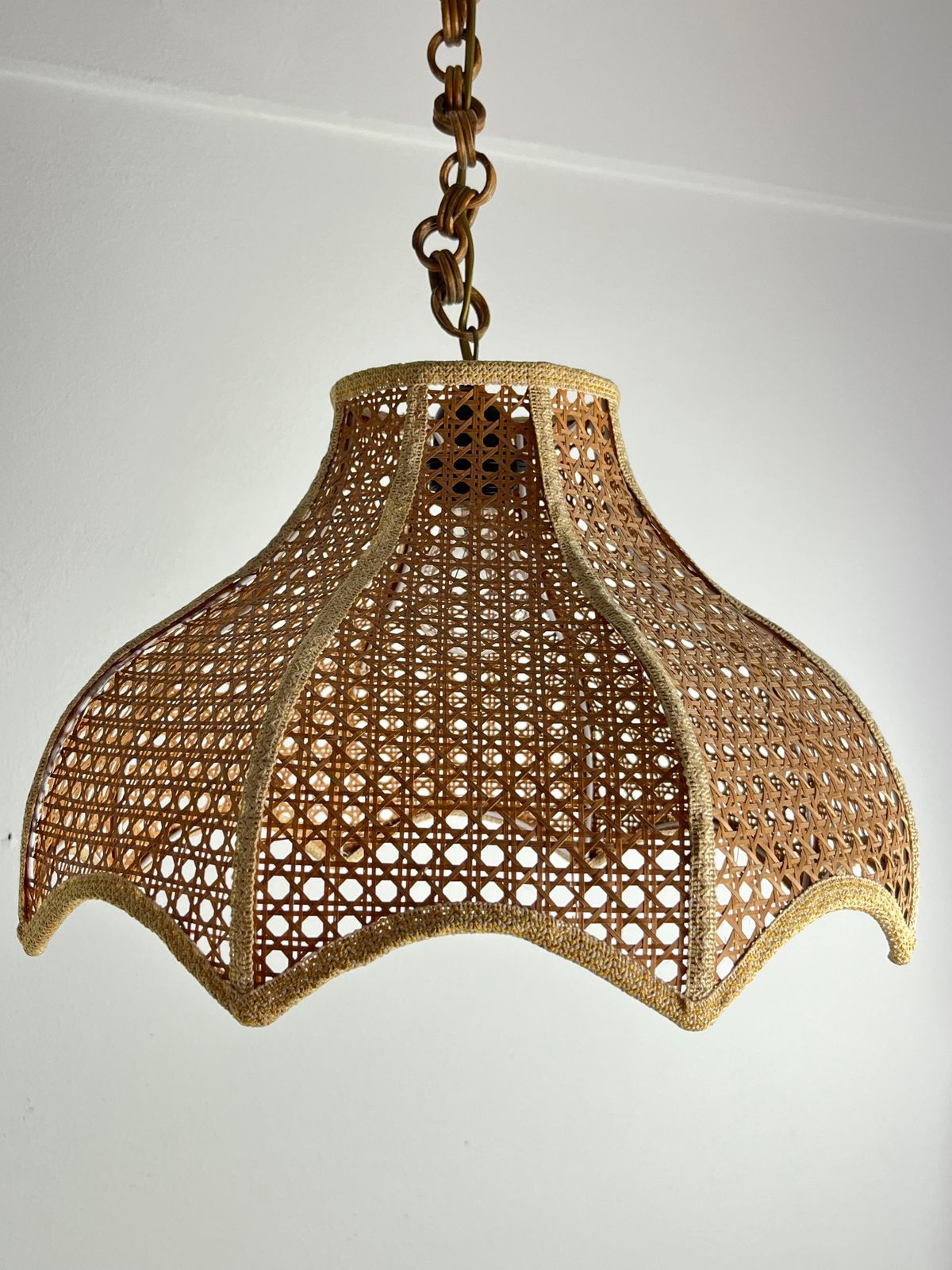 Mid Century Wicker And Rattan Chandelier Italian Design 1960s photo furniture