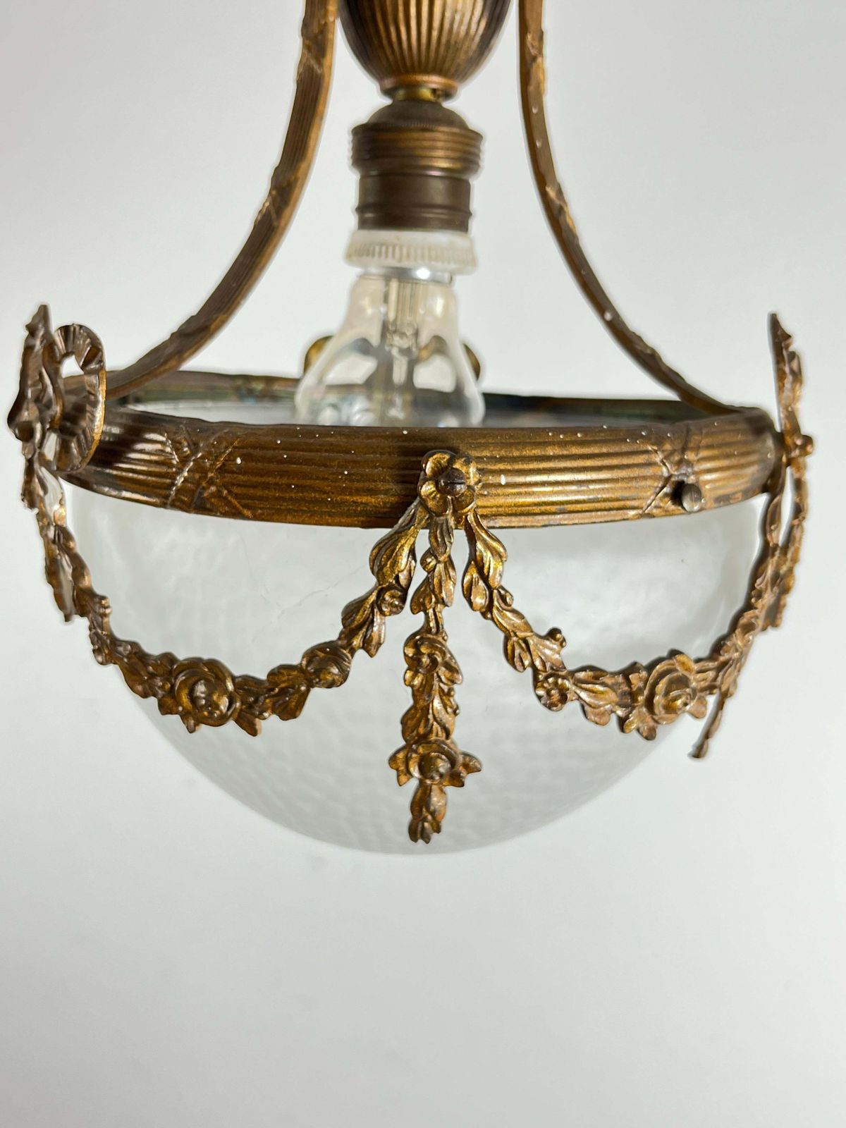 Mid Century Bronze And Glass Empire Style Chandelier 1950s photo furniture