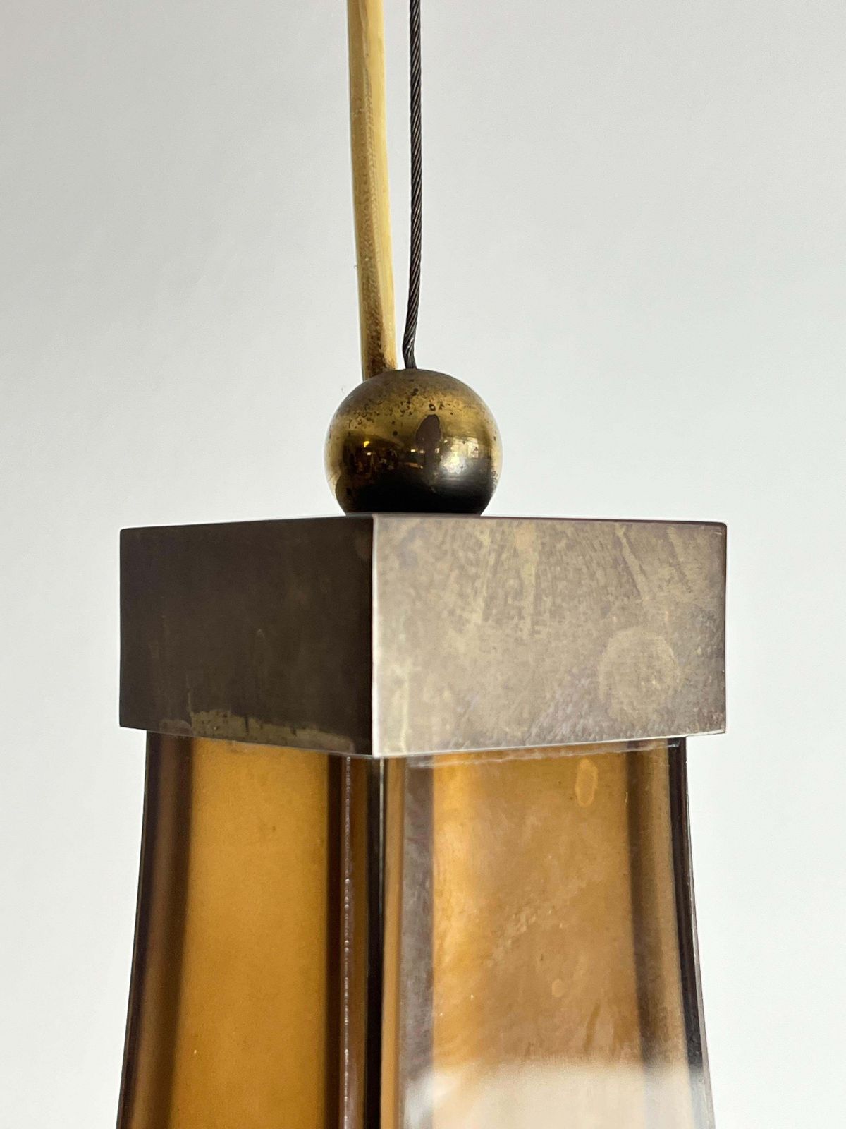 Mid Century Glass And Brass Chandelier Italian Design  1960s photo buy