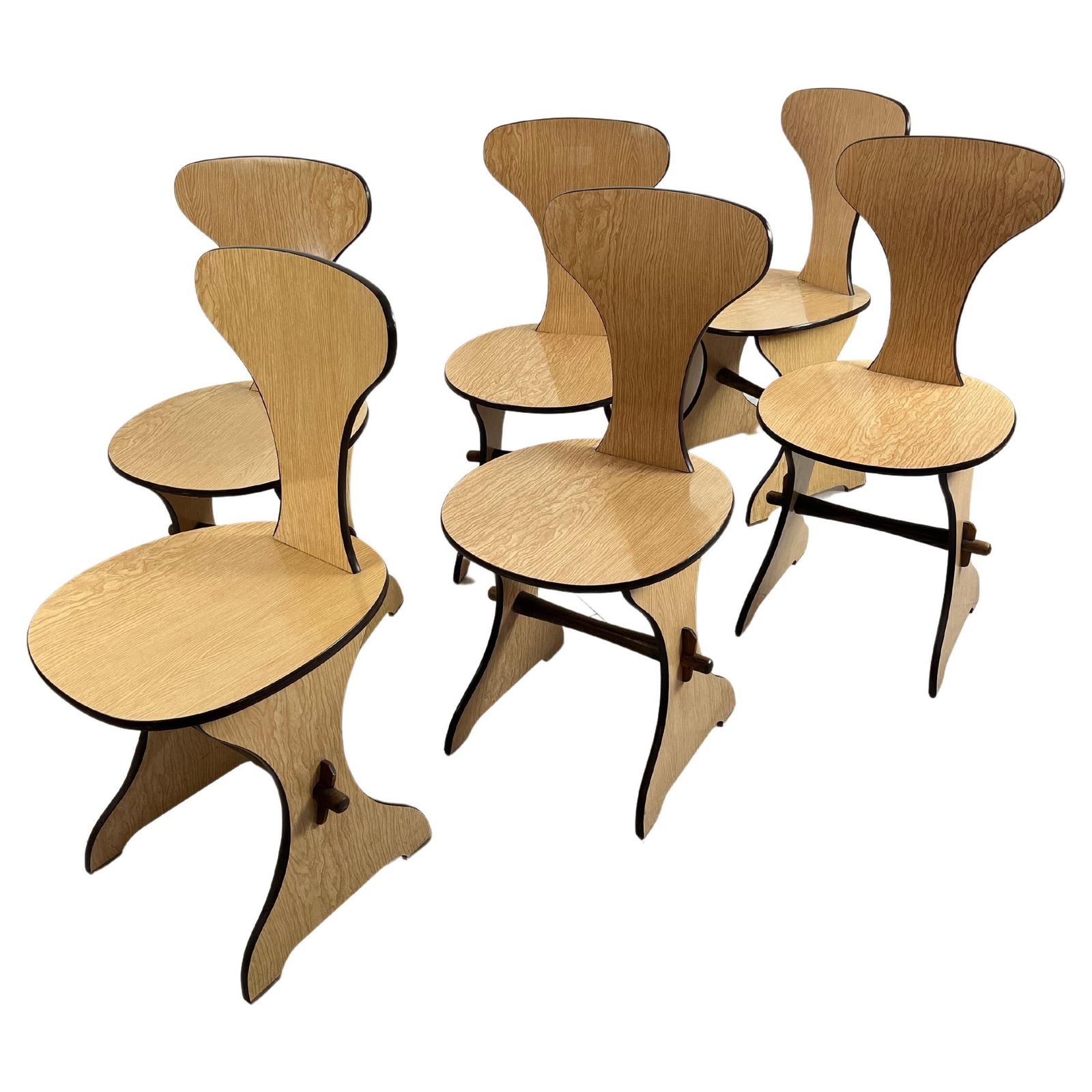 Set Of 6 Pedini Fano Mid Century Chairs Italian Design 1960s