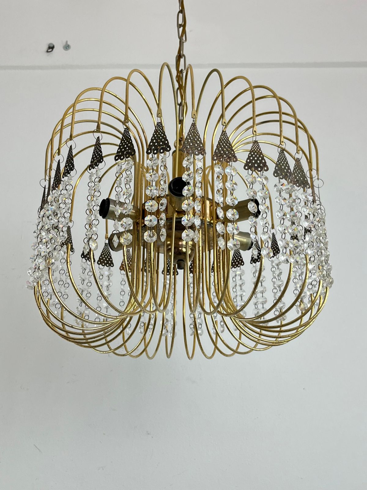 Murano Glass Chandelier "Millefili", Italian Design 1970s photo vintage