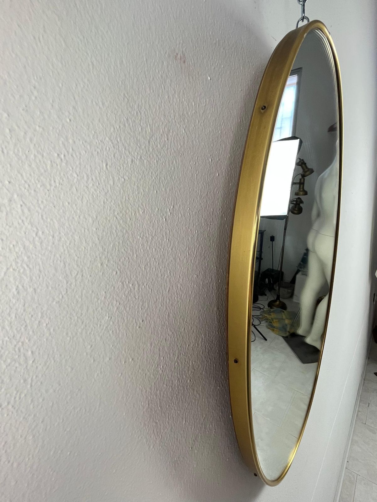 Mid Century Brass Wall Mirror Attributed To Gio Ponti 1960s photo Home Decor