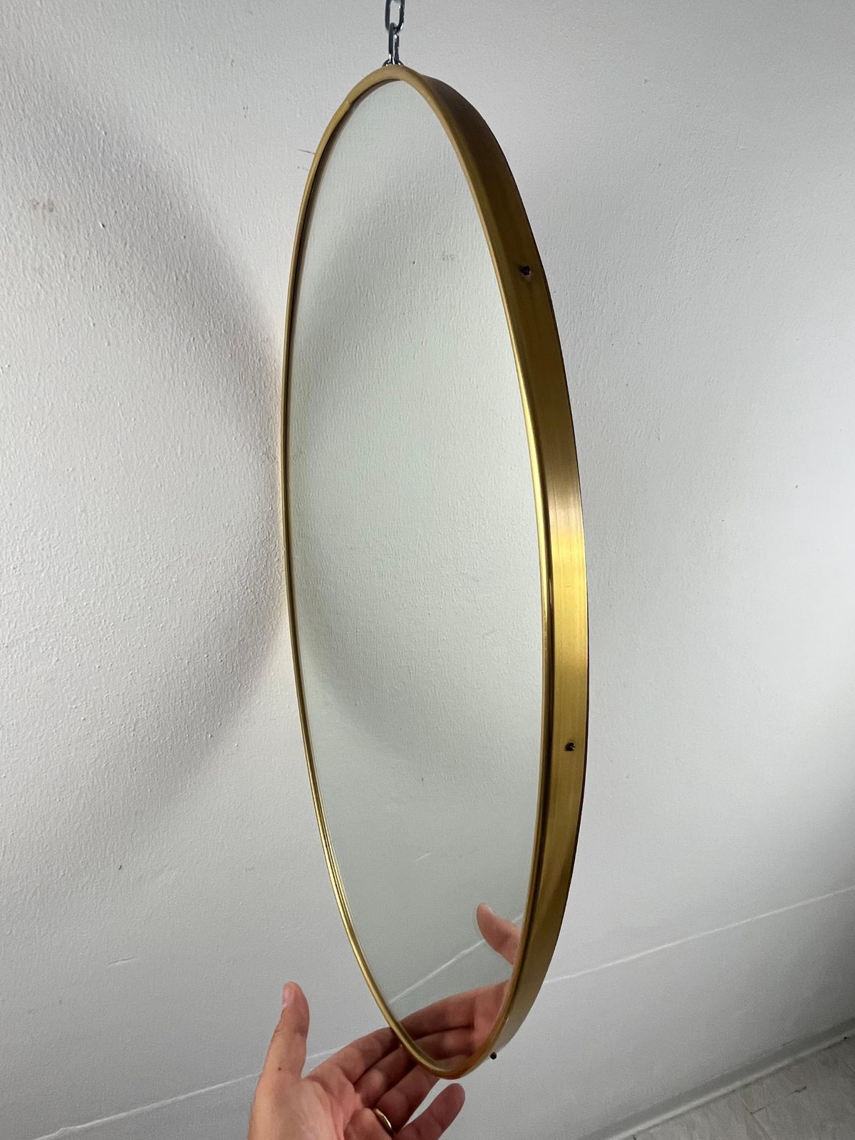 Mid Century Brass Wall Mirror Attributed To Gio Ponti 1960s photo vinterior