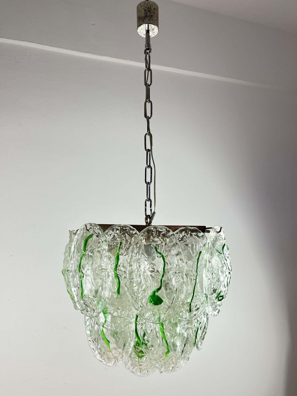 Six Light Murano Glass Chandelier Attributed To Vistosi Italian Design  1960s photo furniture