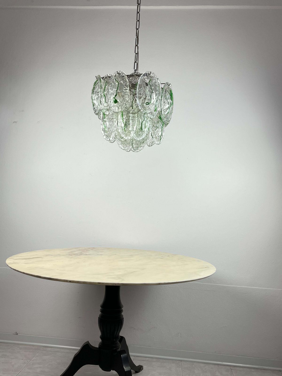 Six Light Murano Glass Chandelier Attributed To Vistosi Italian Design  1960s photo for sale
