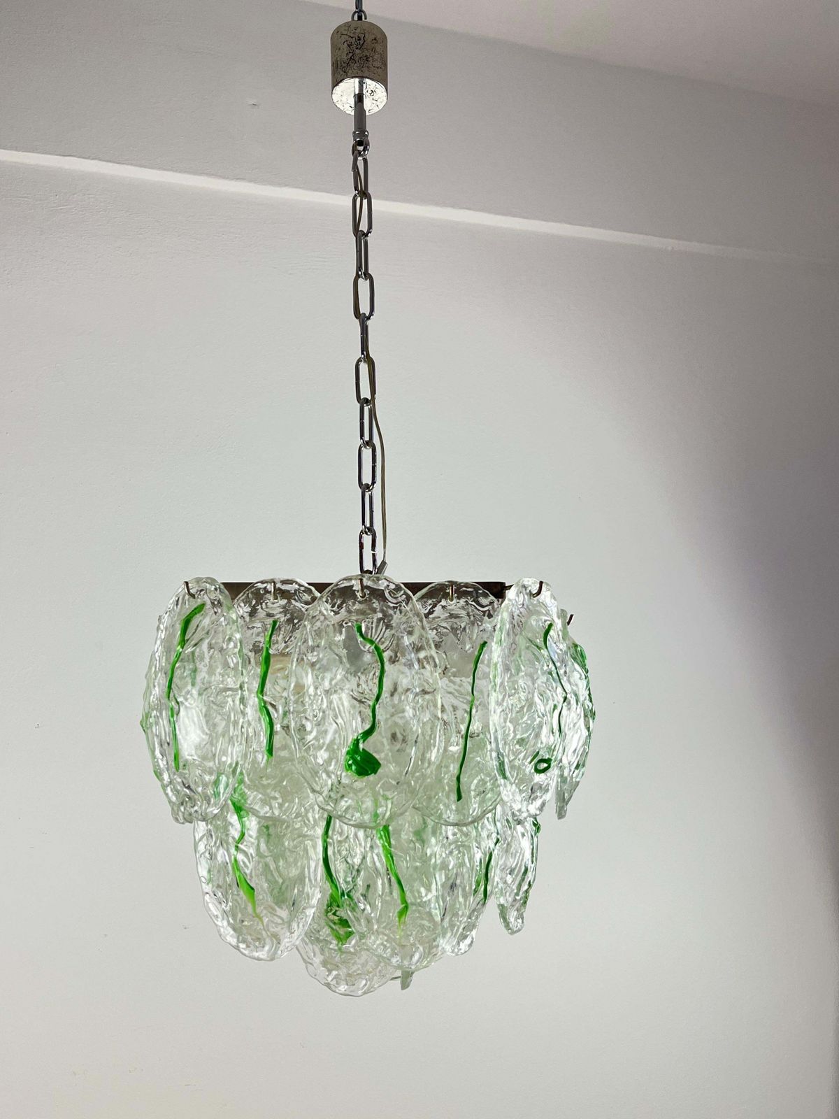 Six Light Murano Glass Chandelier Attributed To Vistosi Italian Design  1960s photo Lighting