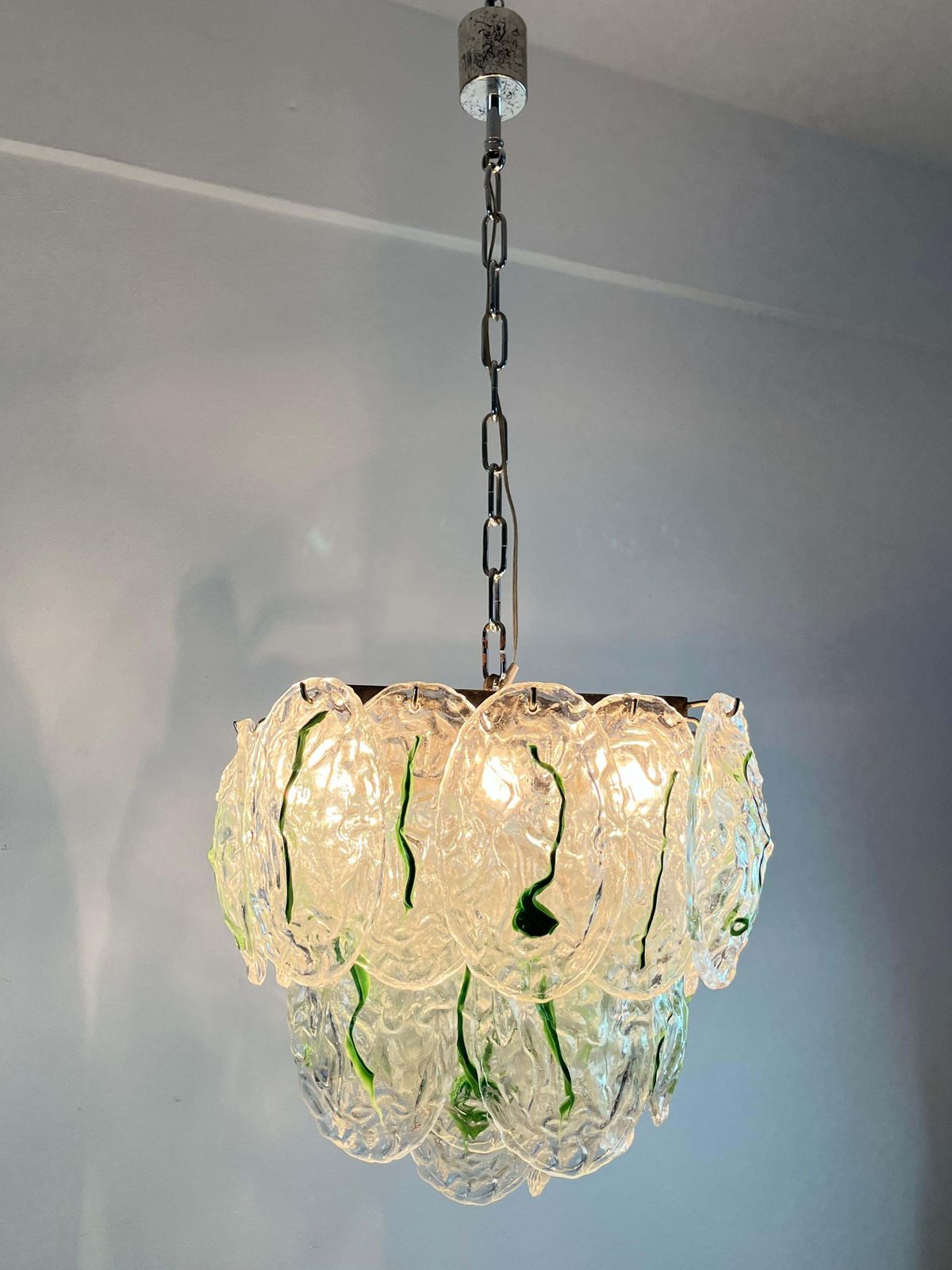 Six Light Murano Glass Chandelier Attributed To Vistosi Italian Design  1960s photo buy