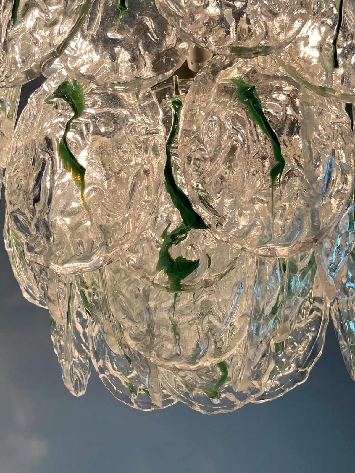 photo furniture Six Light Murano Glass Chandelier Attributed To Vistosi Italian Design  1960s