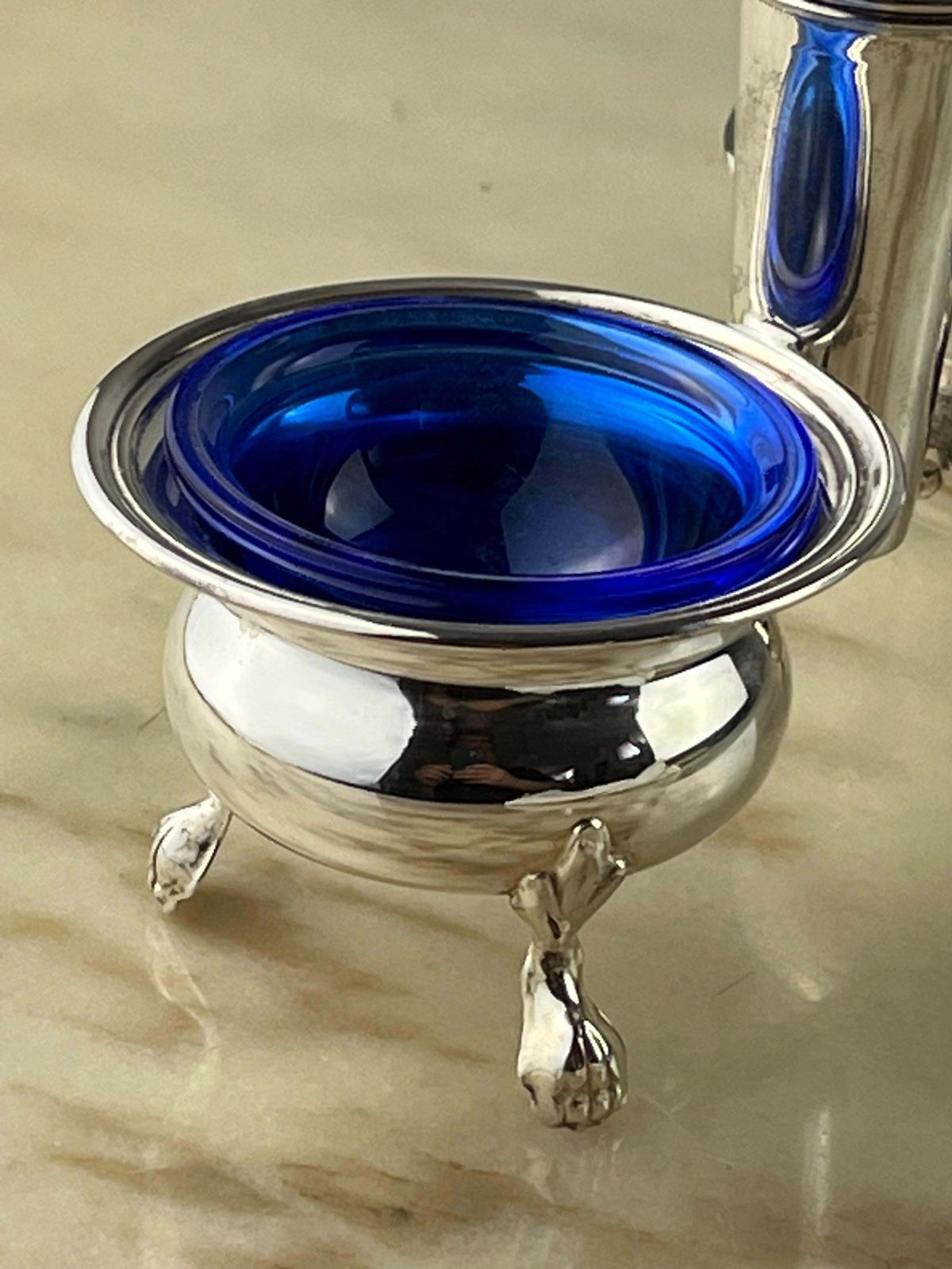 Salt/Pepper/Toothpick Set In 800 Silver And Crystal, Italy, 1990 photo vinterior