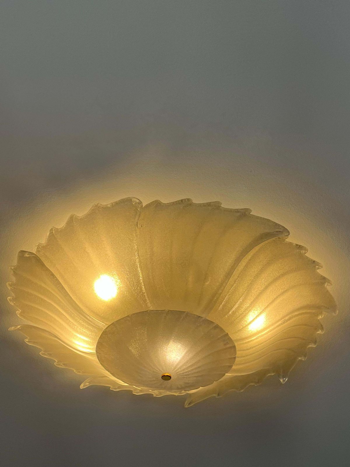 Majestic 9 Light Ceiling Lamp In Murano Glass "Rugiada", Diameter 90 Cm, 1980s photo for sale