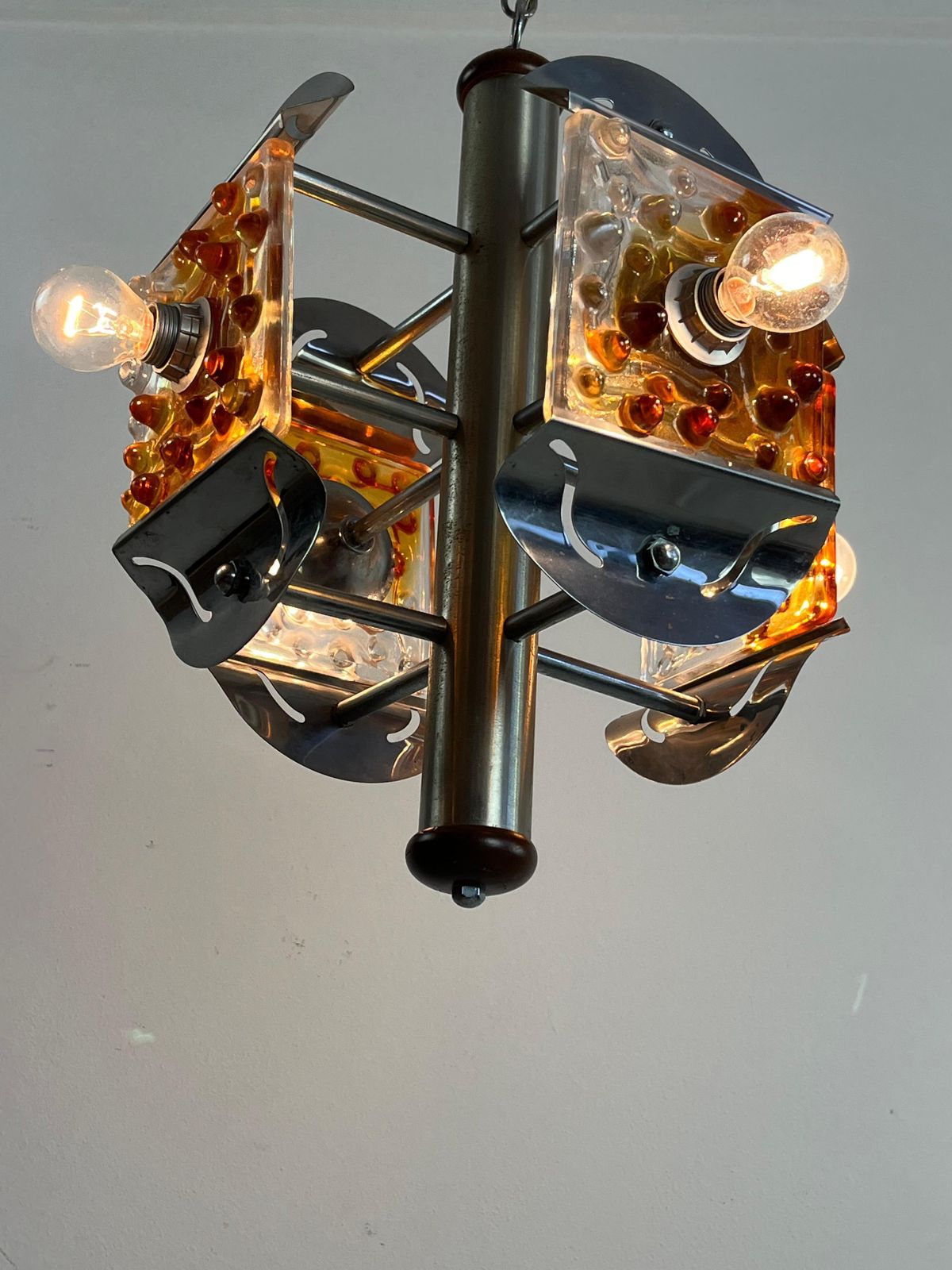 Vintage 4 Light Murano Glass Chandelier Attributed To Mazzega 1970s photo buy