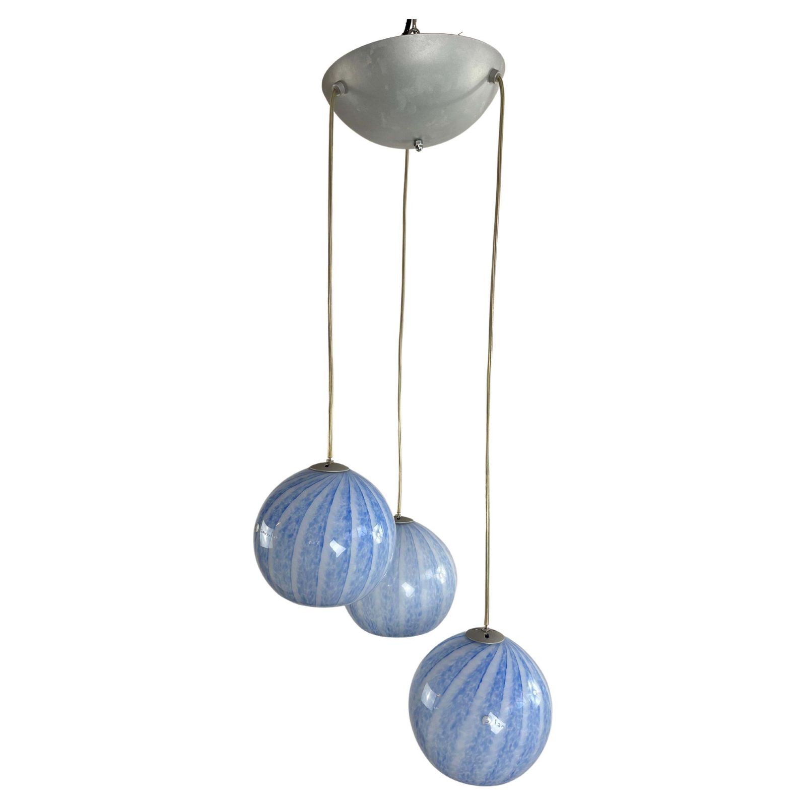 "La Murrina" Three Sphere Chandelier In Murano Glass Italian Design 1990s