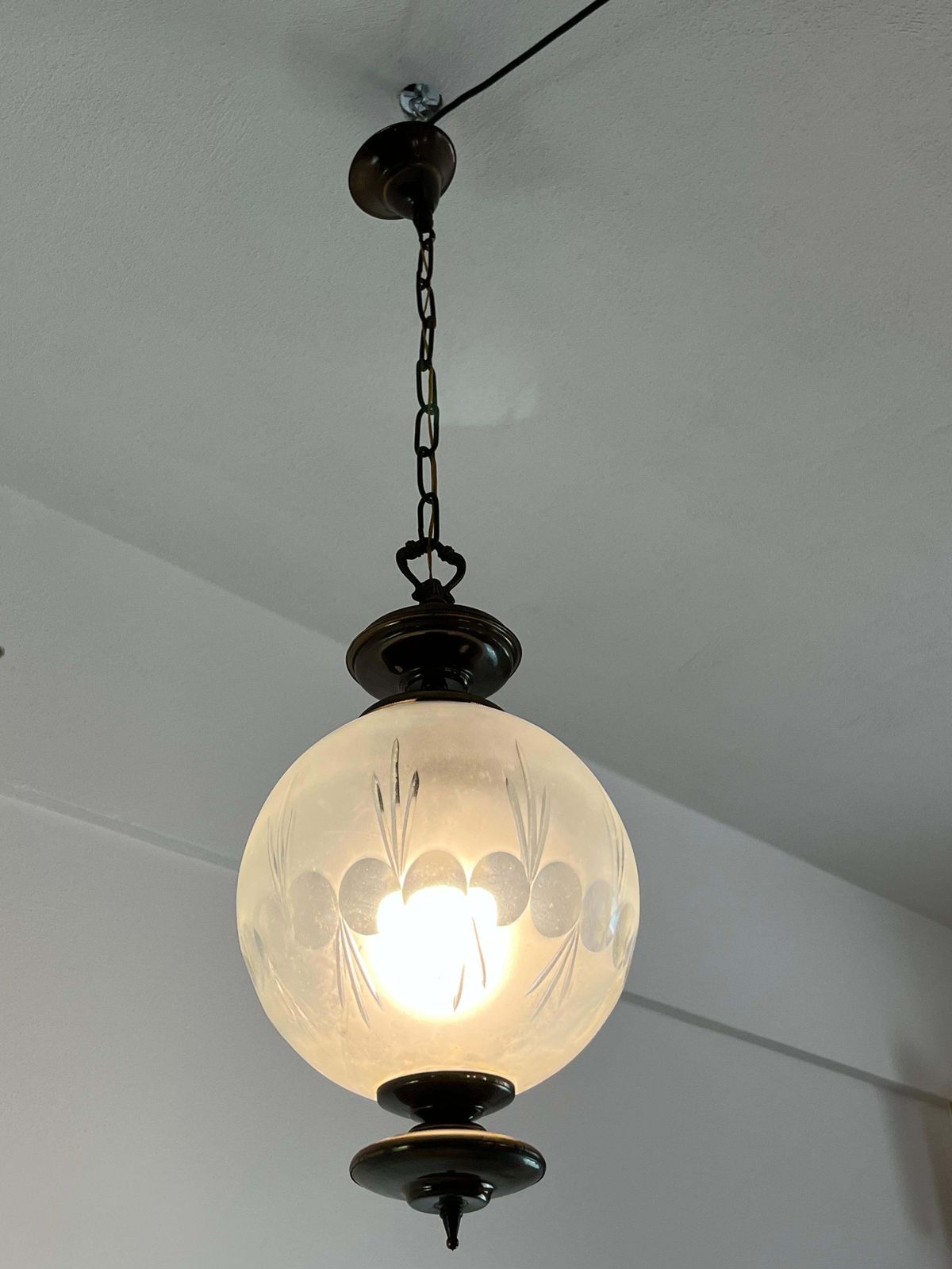 Luigi Caccia Dominioni Italian Bronze And Glass Chandelier  1970s photo 1417.0