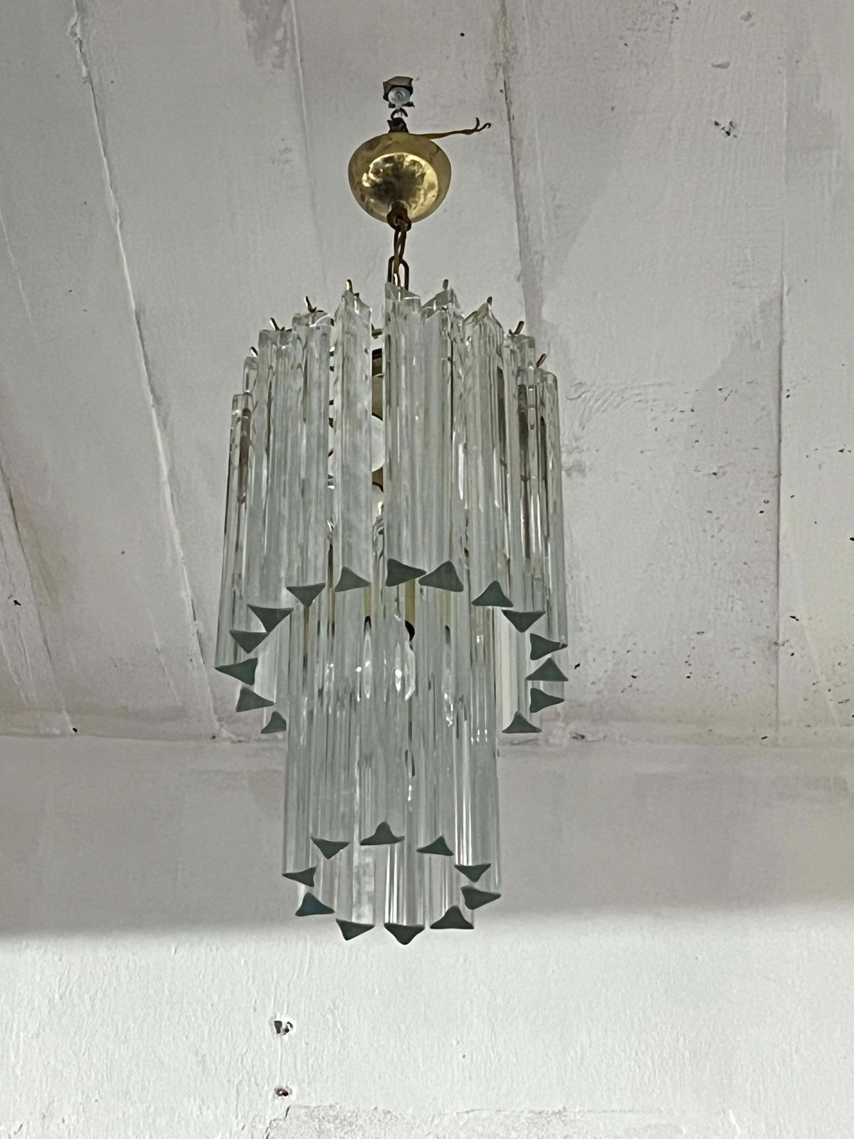 Mid Century Chandelier Attributed To Venini With Trilobed Murano Glass 1960s photo for sale