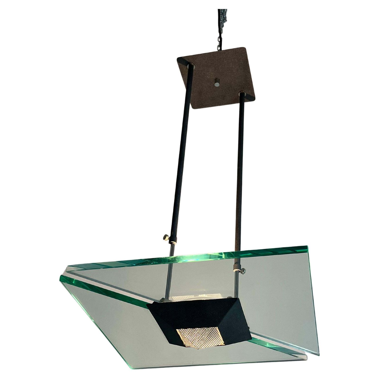 Italian Murano Glass Chandelier Attributed To Fontana Arte, 1980s