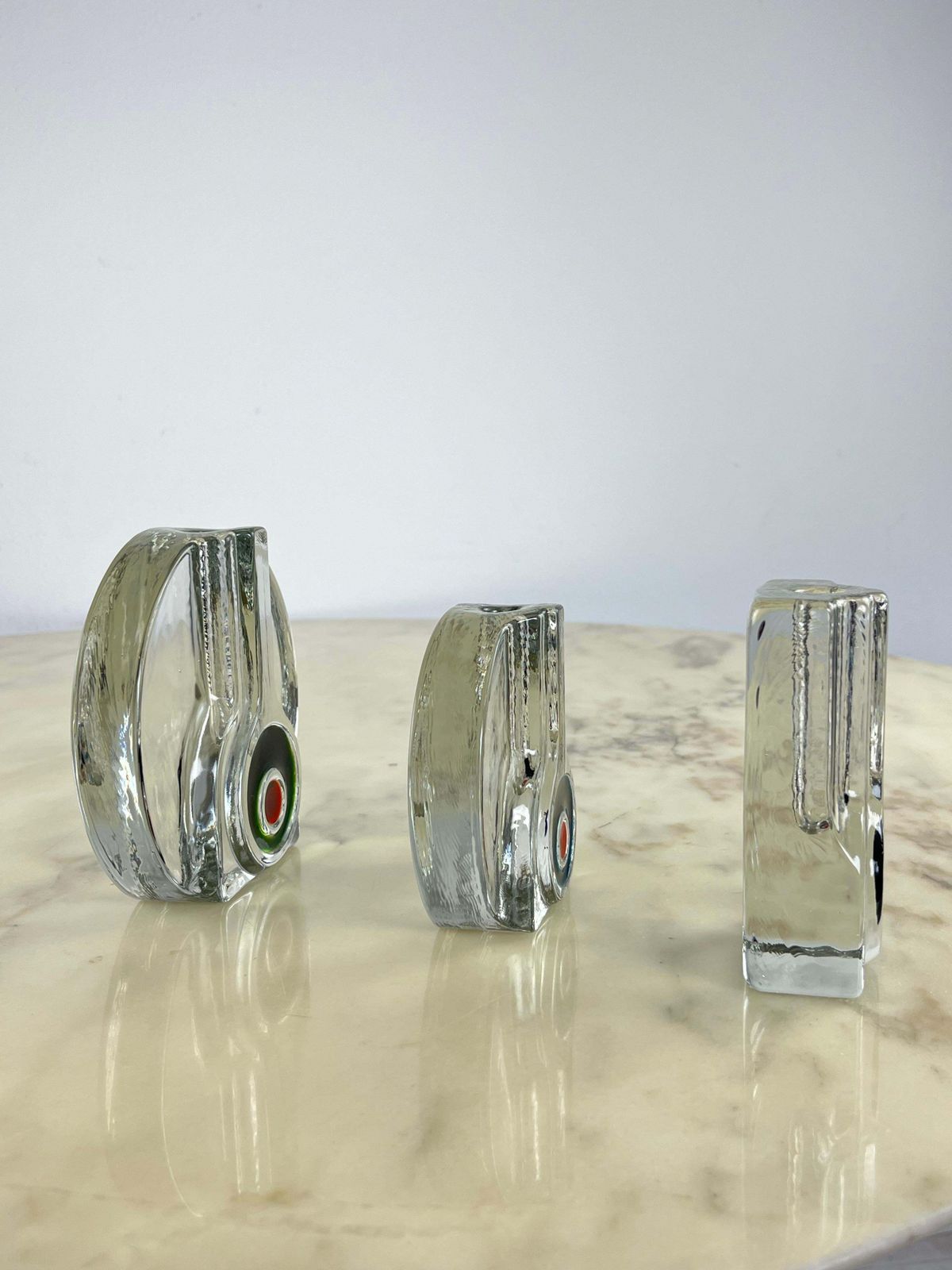 Set Of 3 Mid Century Murano Glass Single Flower Vases 1960s photo vinterior