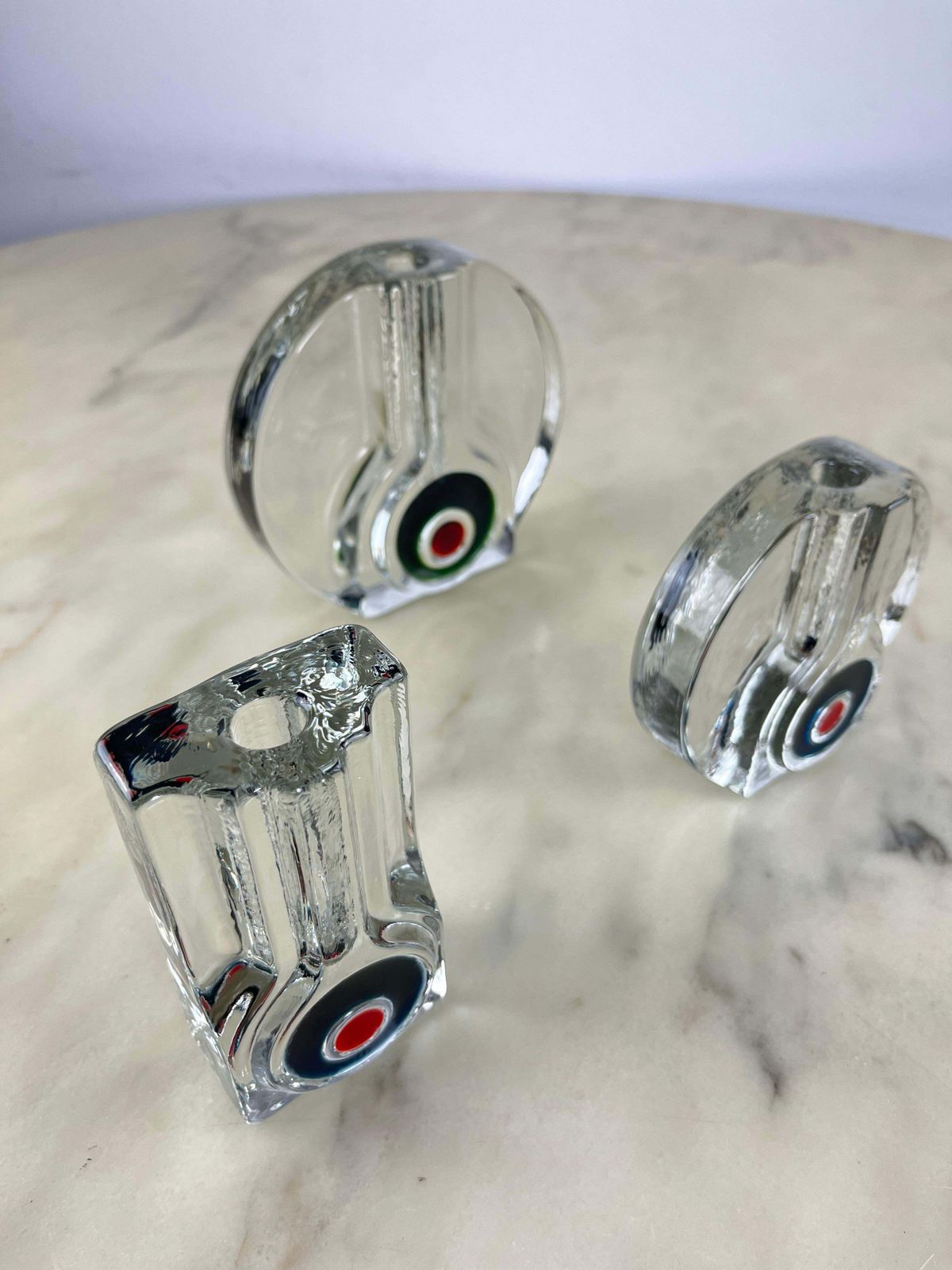 photo furniture Set Of 3 Mid Century Murano Glass Single Flower Vases 1960s