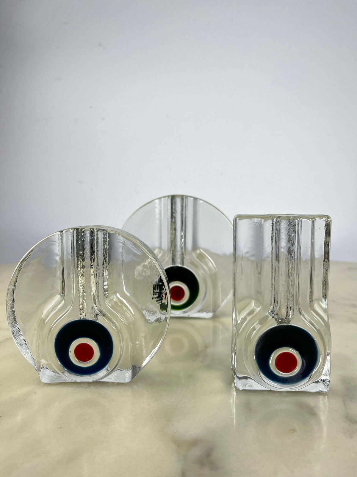 Home Decor Set Of 3 Mid Century Murano Glass Single Flower Vases 1960s photo