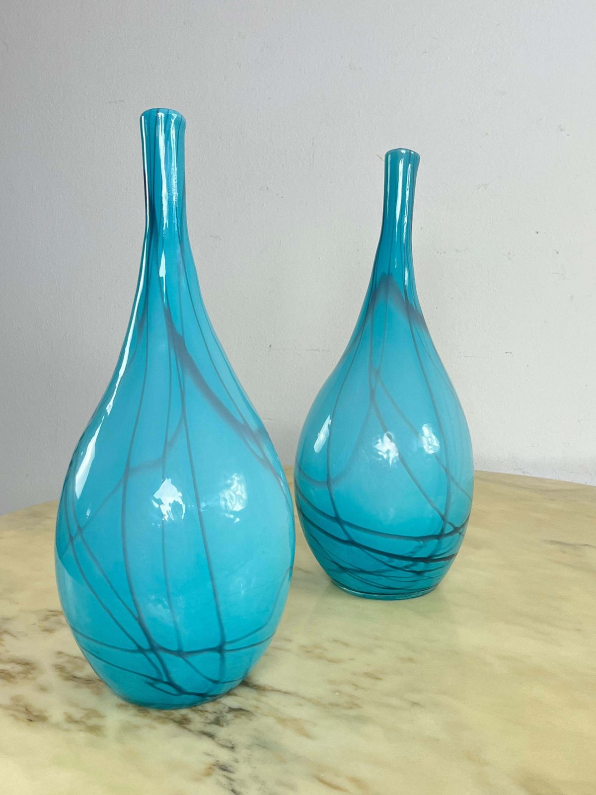 Set Of 2 Murano Glass Vases, Attributed To Cenedese, 1970s photo for sale