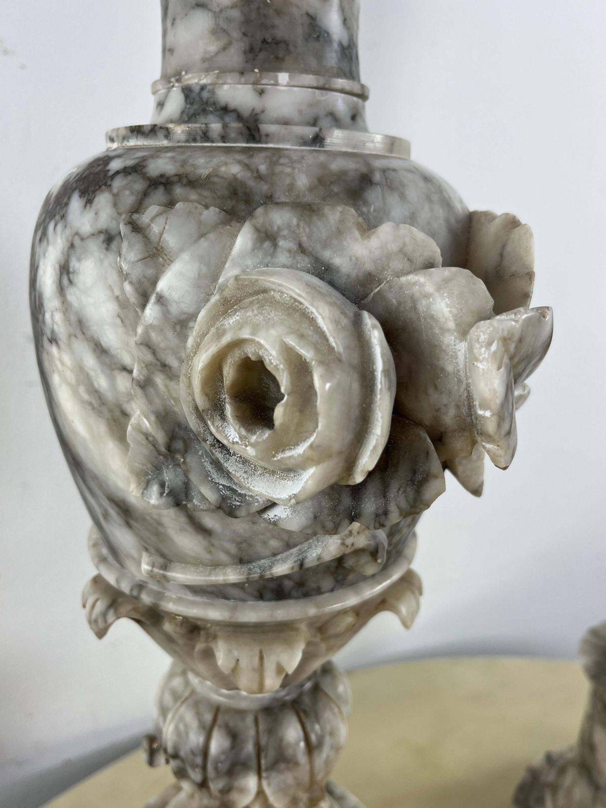 Set Of 2 Large Italian Alabaster Vases Mid Century 1930s photo for sale