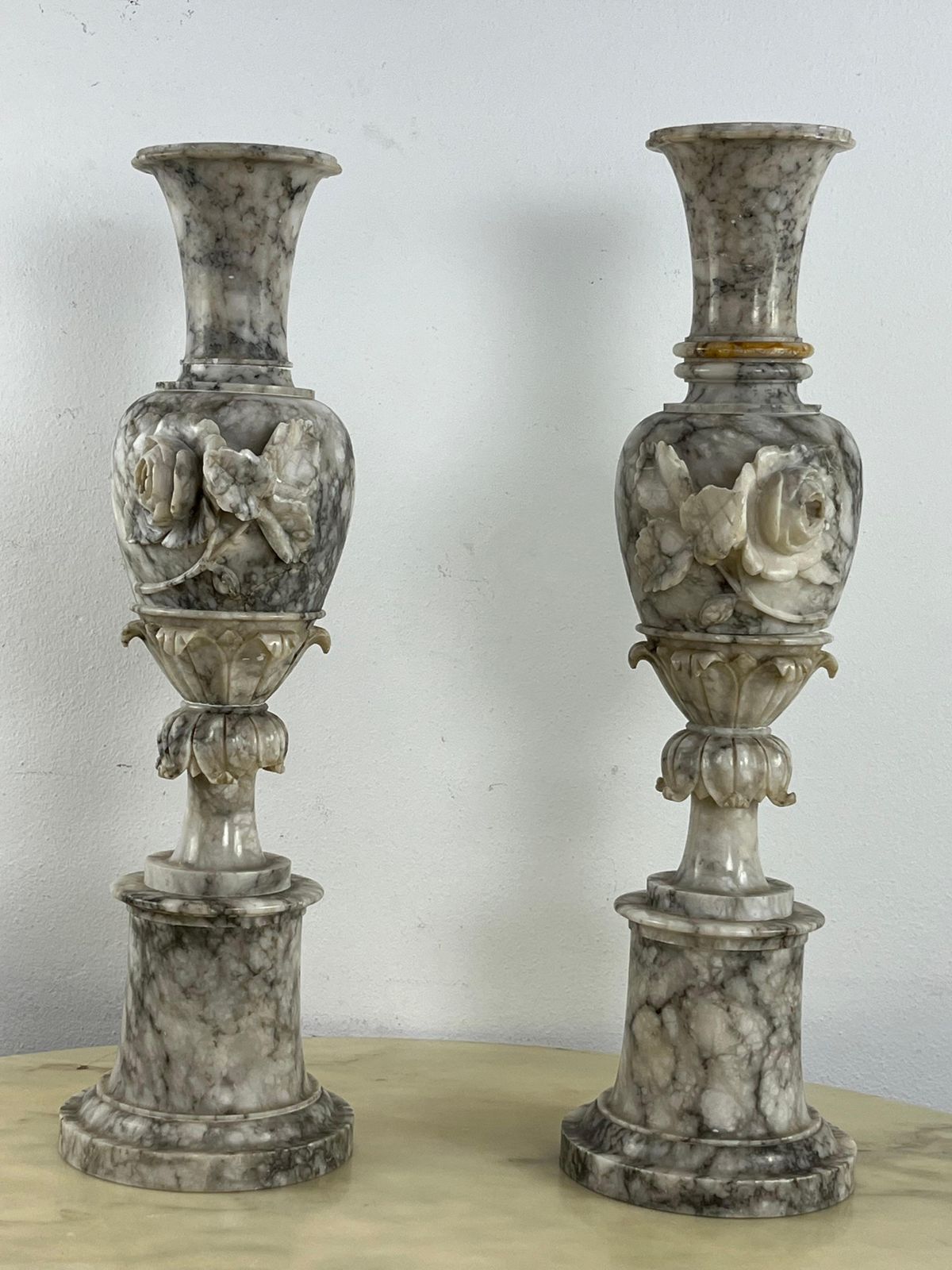 10245.0 Set Of 2 Large Italian Alabaster Vases Mid Century 1930s photo