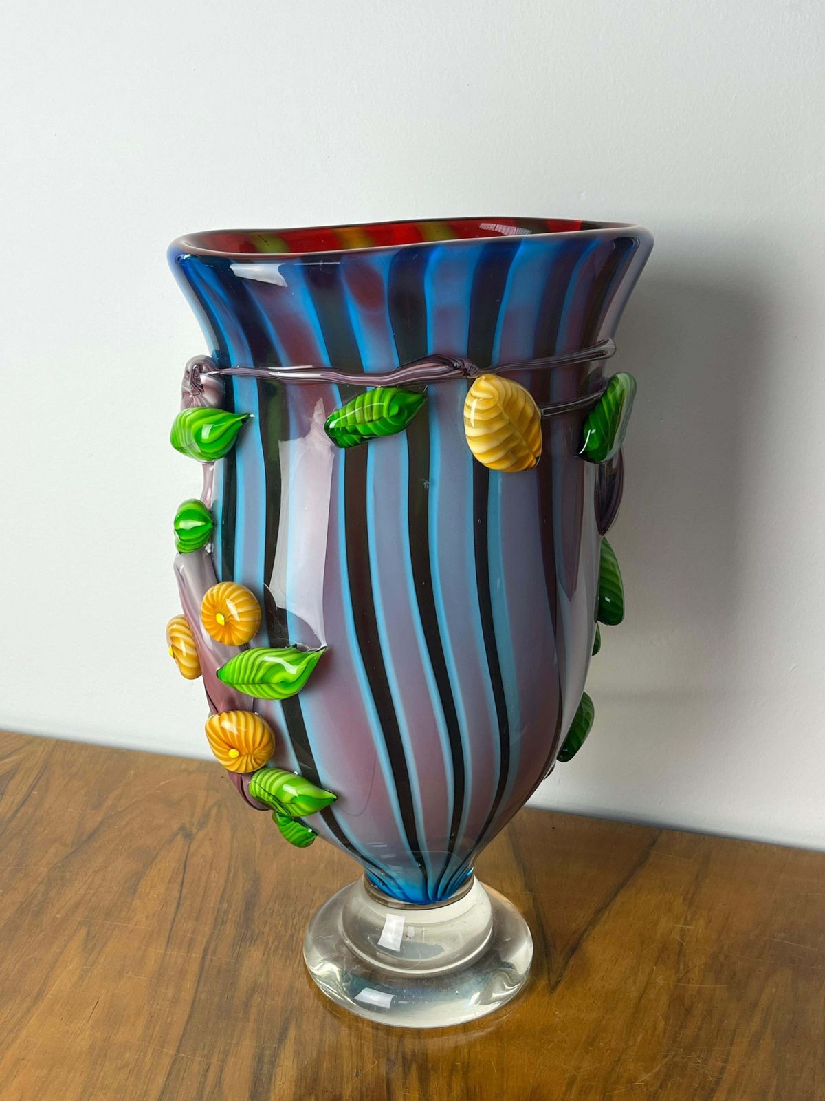 Large Maestri Muranesi Mid Century Polychrome Murano Submerged Glass Vase, 1950s photo 3330.0