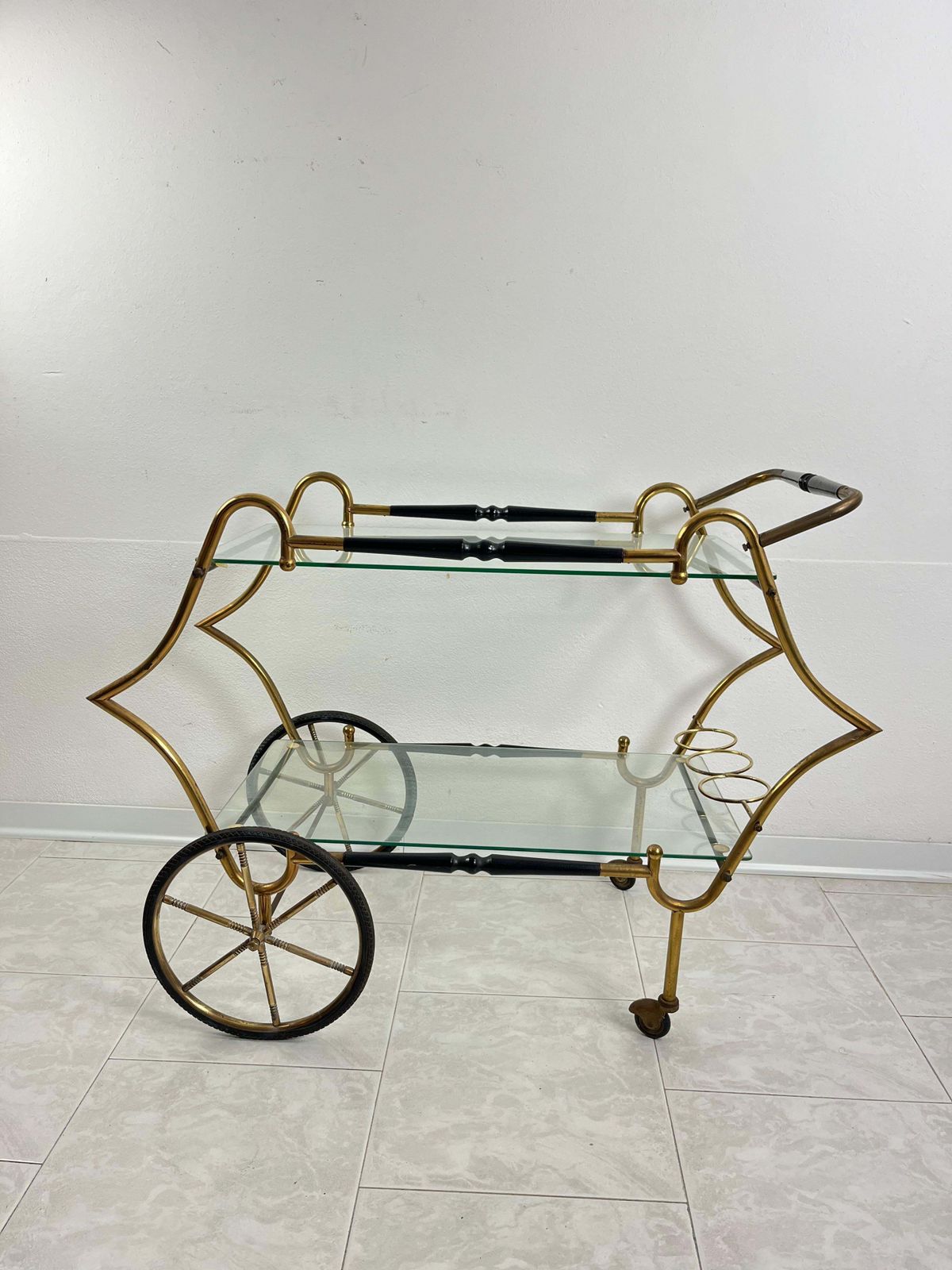 Mid Century Brass Bar Cart Attributed To Aldo Tura 1950s photo furniture