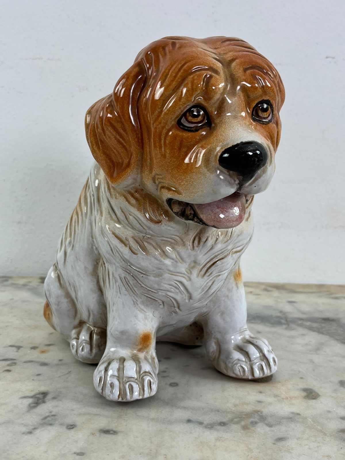 photo for sale Mid Century Glazed Ceramic Puppy Dog, Made In Italy 1960s