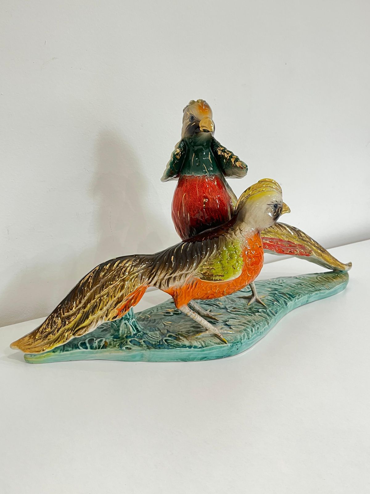 Large Reproduction Of Ceramic Pheasants, Italy, 1950s photo for sale