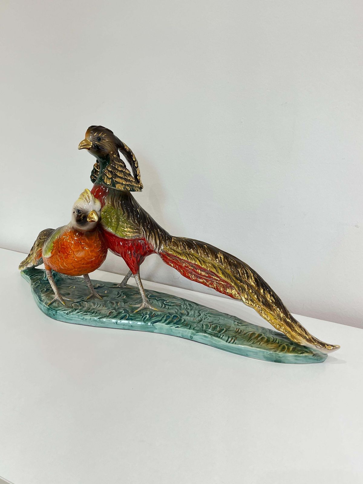 Large Reproduction Of Ceramic Pheasants, Italy, 1950s photo Art