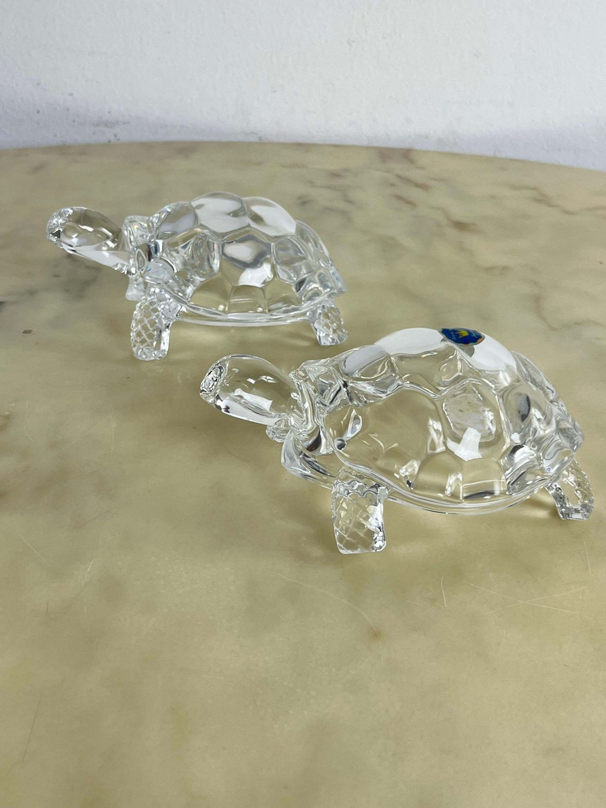 photo vinterior Set Of 2 Large Crystal Turtles Royal Art Handmade 1980s